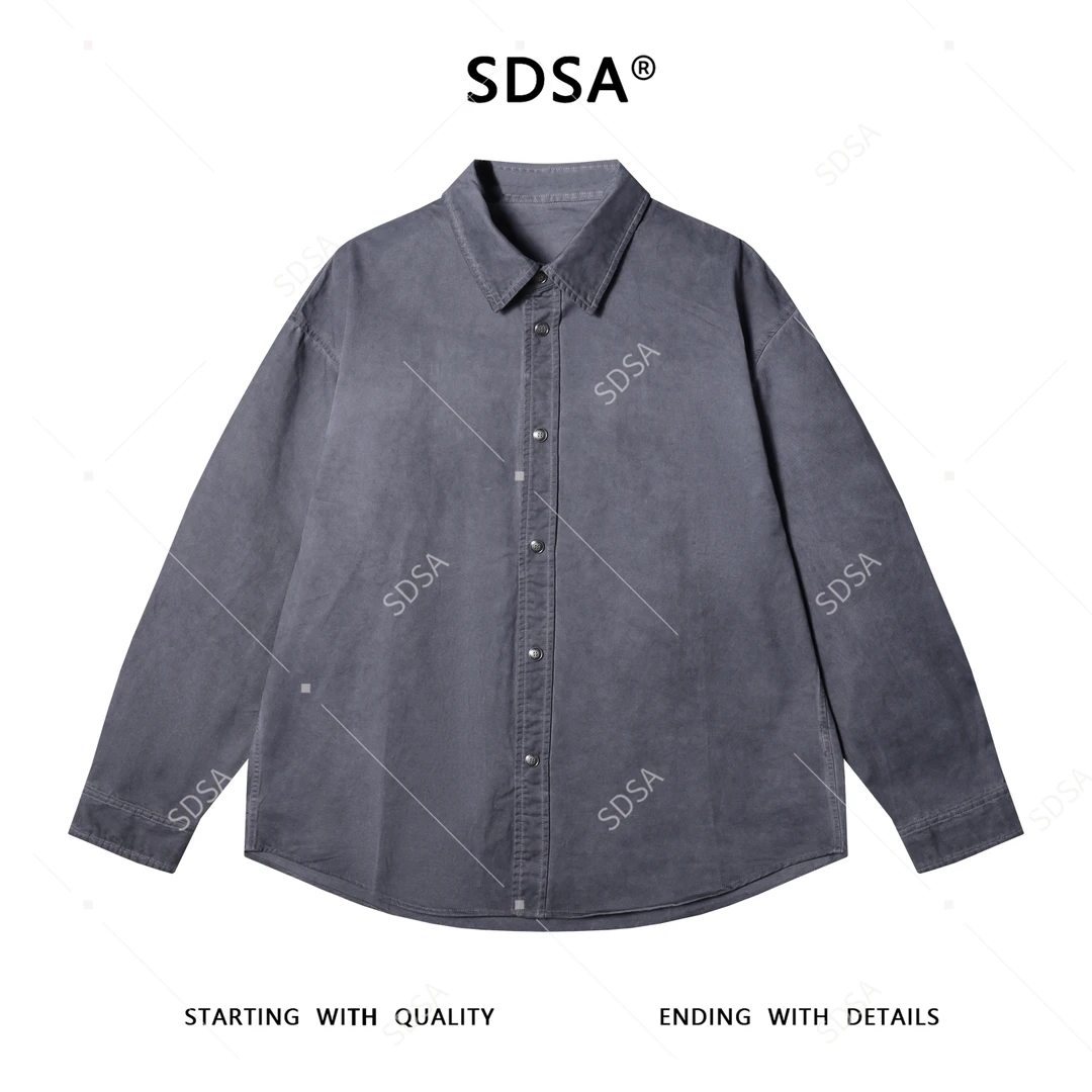 SDSA男士秋冬新款痞帅男装极简风扎染设计长袖衬衫休闲时尚衬衣