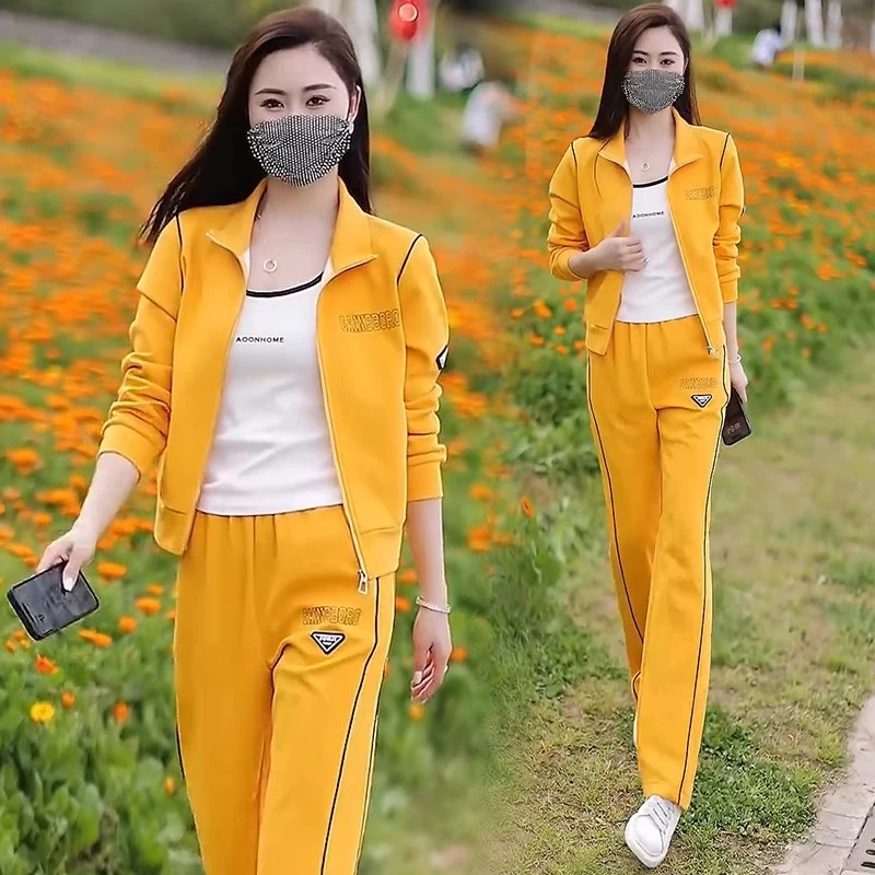 休闲运动套装女2025春季新款洋气显瘦开衫外套阔腿裤减龄两件套潮