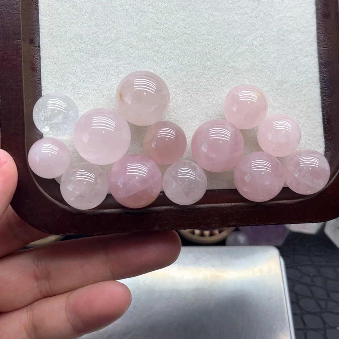 水晶未镶嵌珠宝半成品2 粉水晶球14-18mm