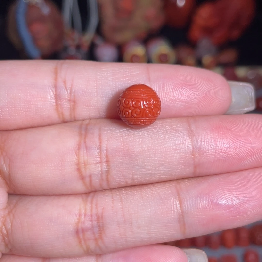 南红玛瑙未镶嵌瓦西回纹珠9.6mm