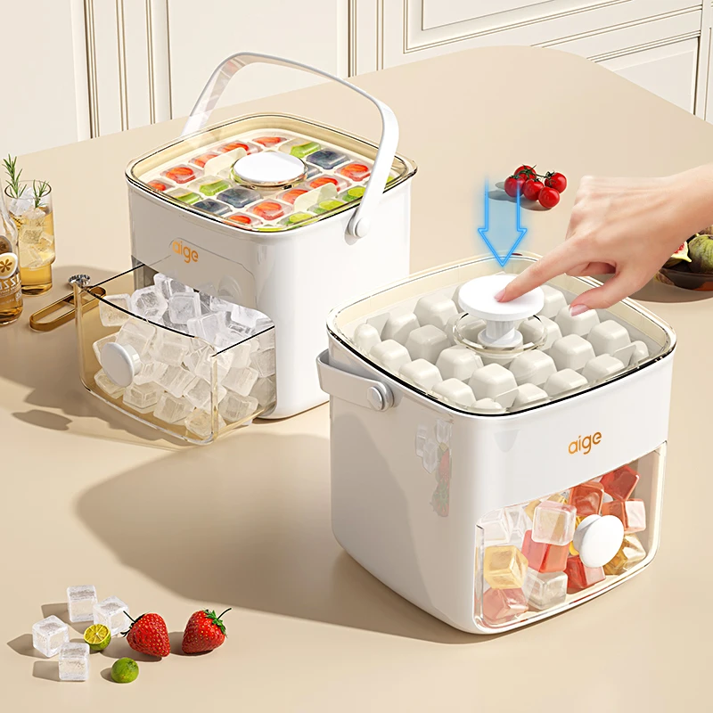 按压冰格冰块模具制冰储存双层自制大容量家用雪糕模网红冰箱带盖