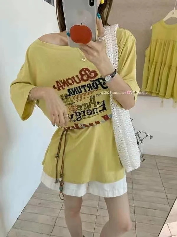 叙旧姑嫂 百搭潮流宽松大版T恤2512