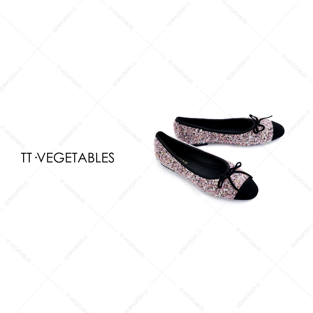 TT・VEGETABLES【序白】小香风蝴蝶结圆头法式单鞋气质女士521127