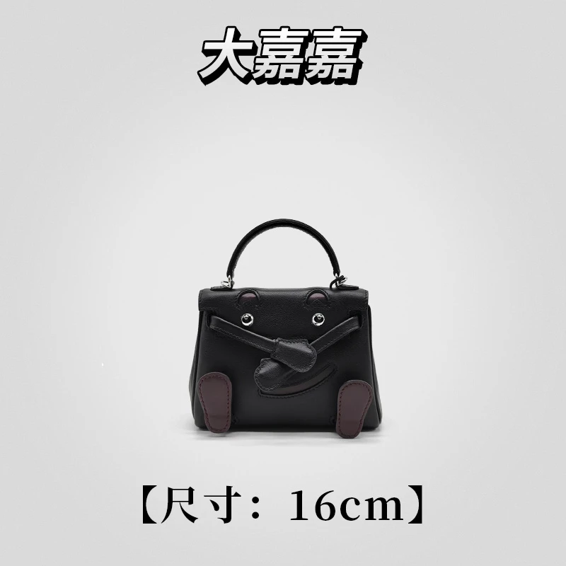 JINGQII【娃娃/16】黑色-进口牛皮 千禧娃娃 单肩手提女包 30385