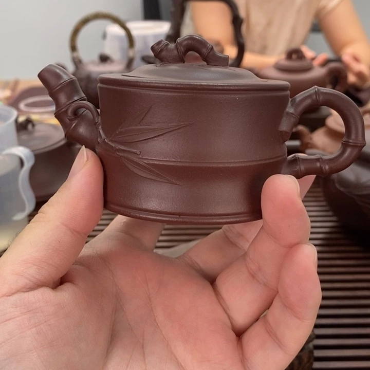 茶壶紫砂竹段120毫升半手工