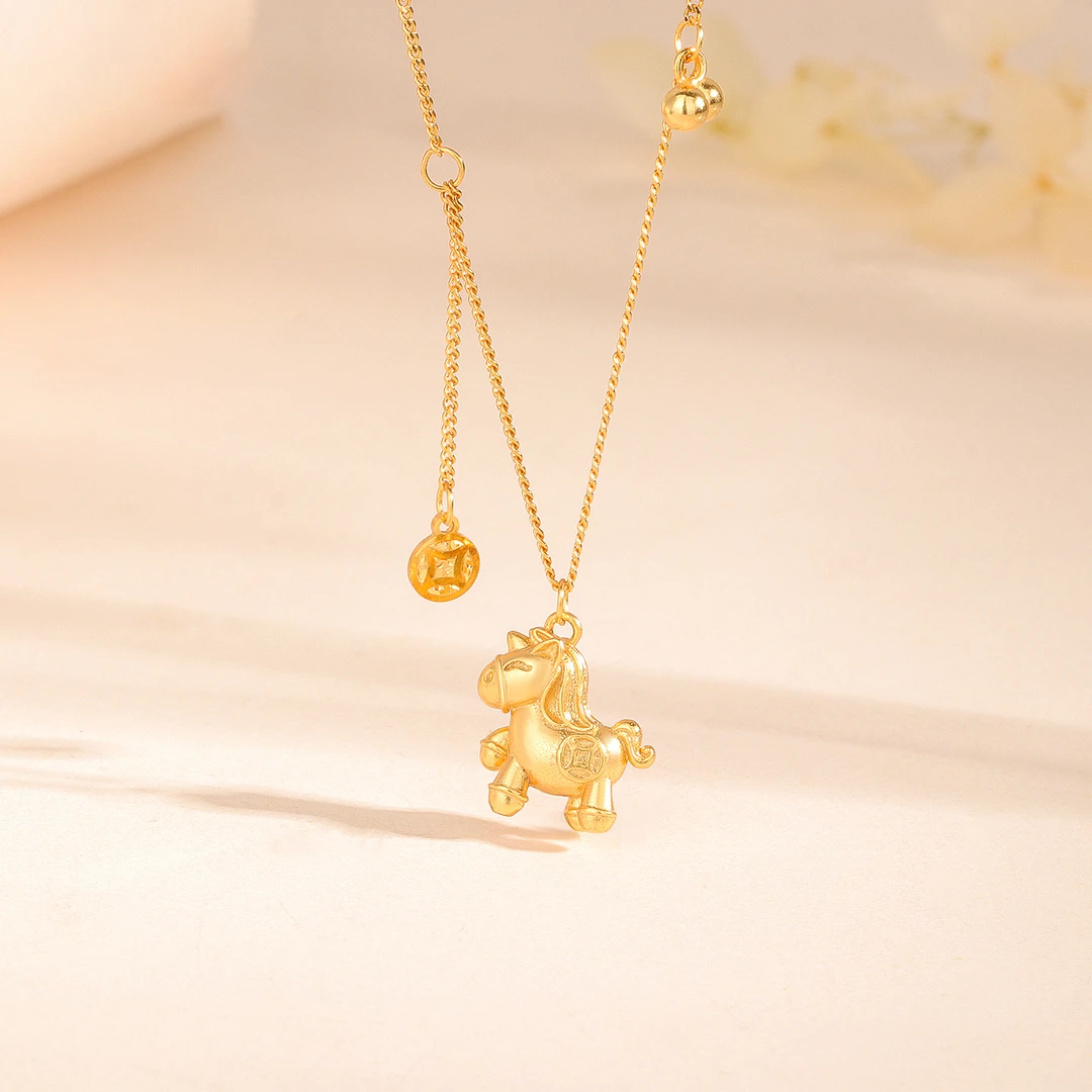 心草 坠链均925银 马上有钱马年S925银项链可爱轻奢小众复古