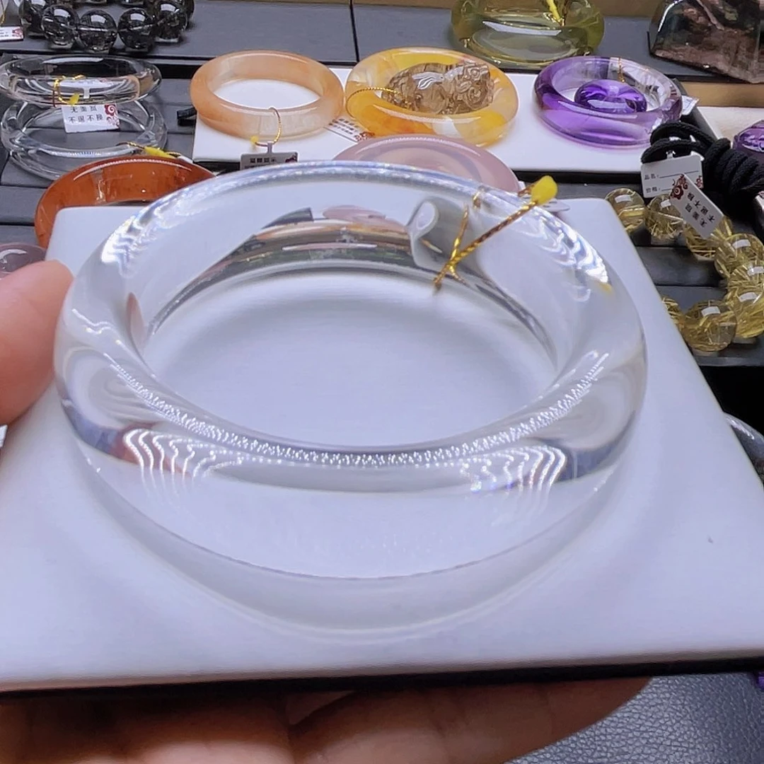 水晶手镯未镶嵌琳**O天然白高冰57圈