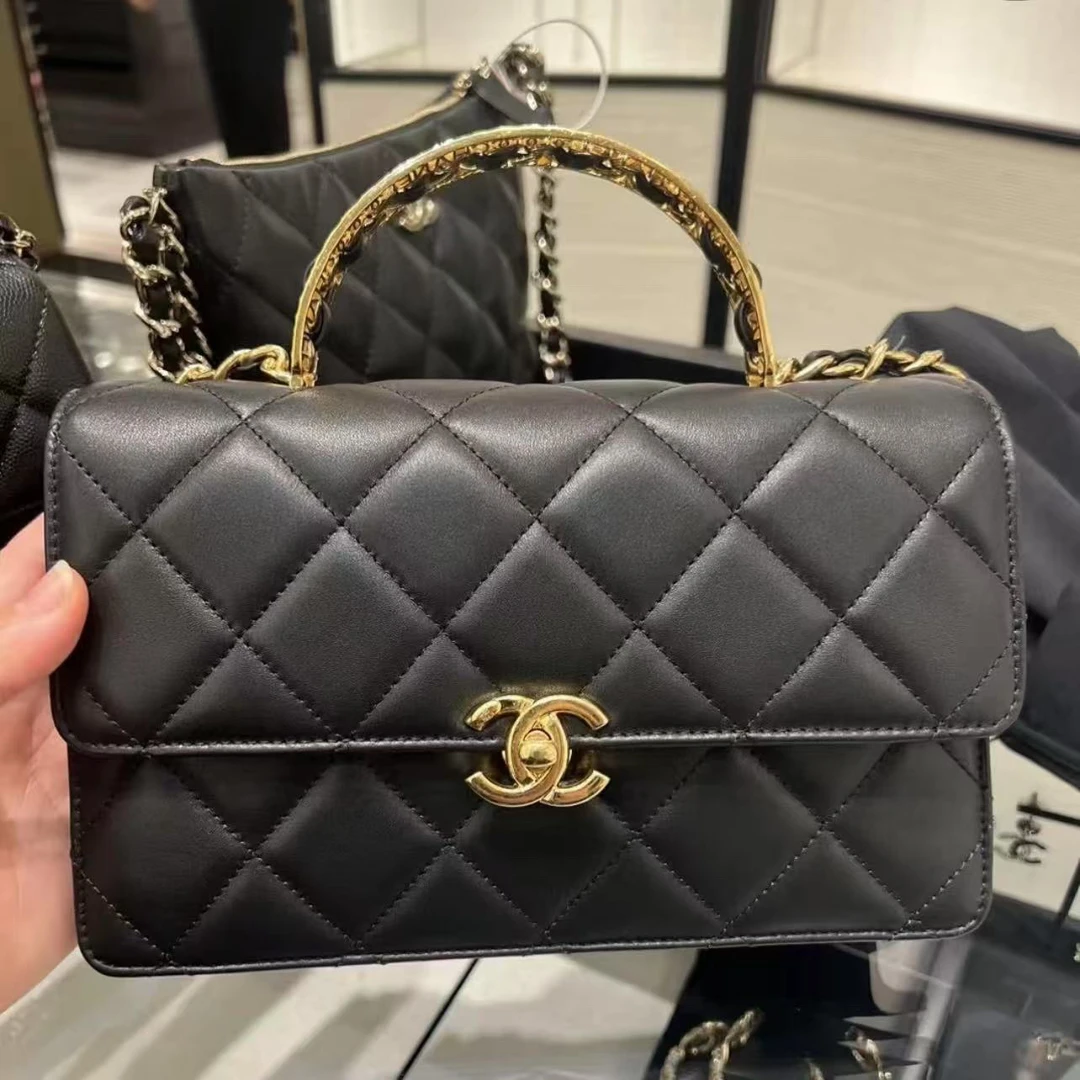 99新 Chanel/香奈儿 香奈儿24p中号黑金手提包