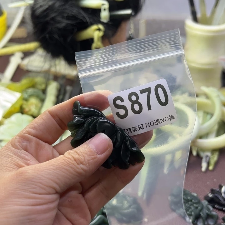 蛇纹石玉发饰合金爱****瓜