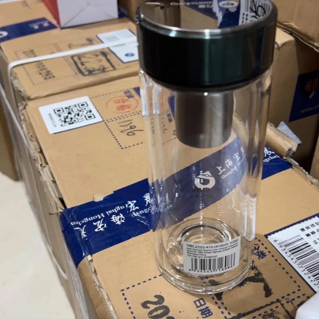 V266绿色双层玻璃杯410杯套万象