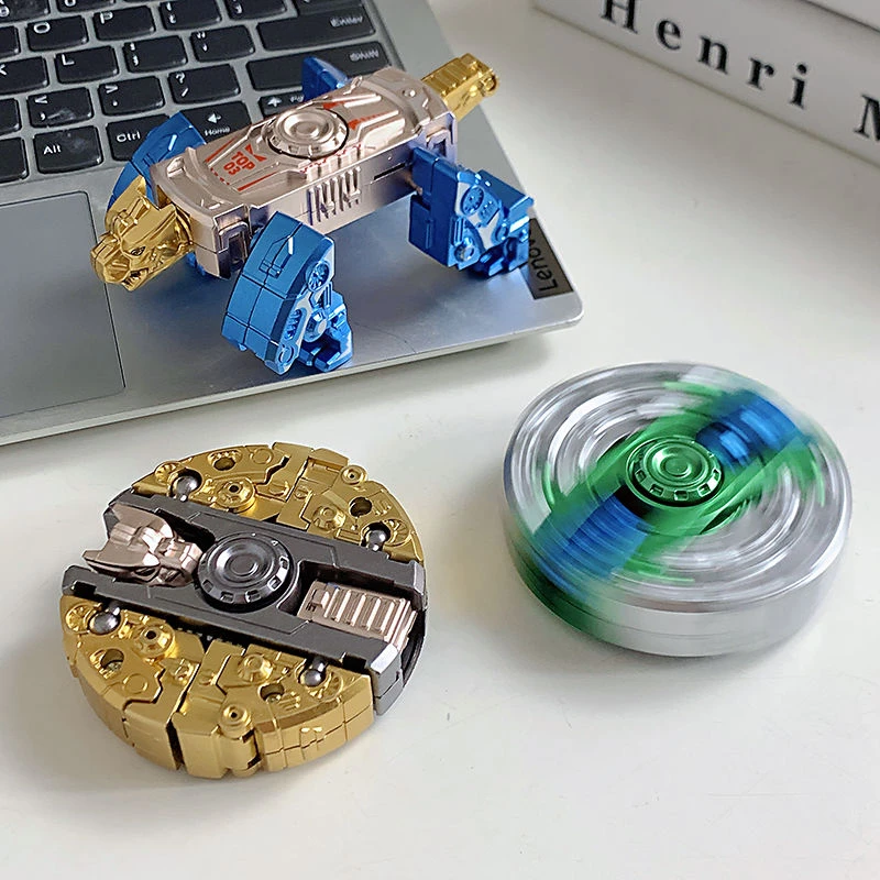 新款儿童变形机器人变身金刚恐龙潮玩炫酷解压指尖陀螺玩具摆摊
