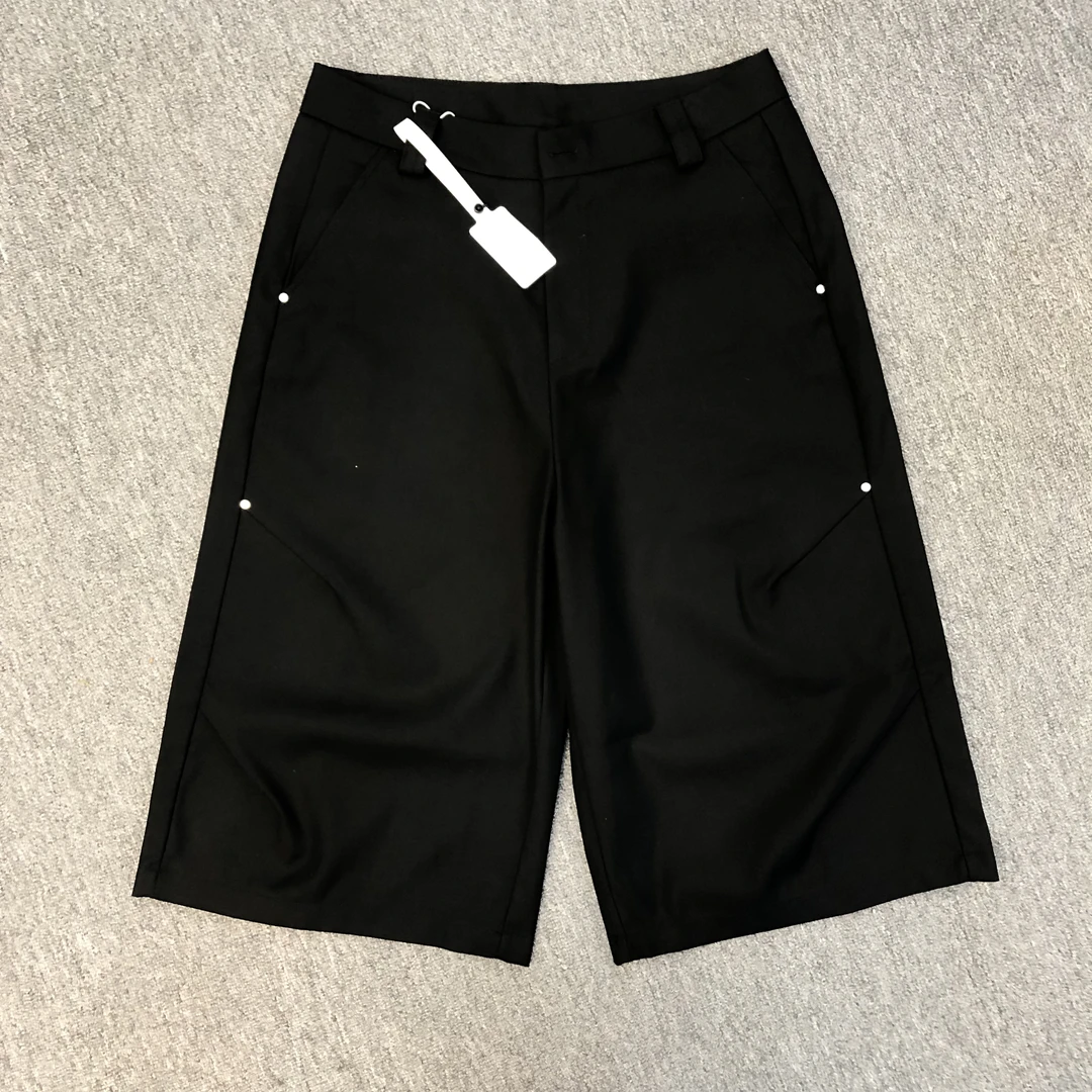 6214【王德发】七分裤纯色褶皱休闲直筒裤短裤运动裤子夏季朋克风