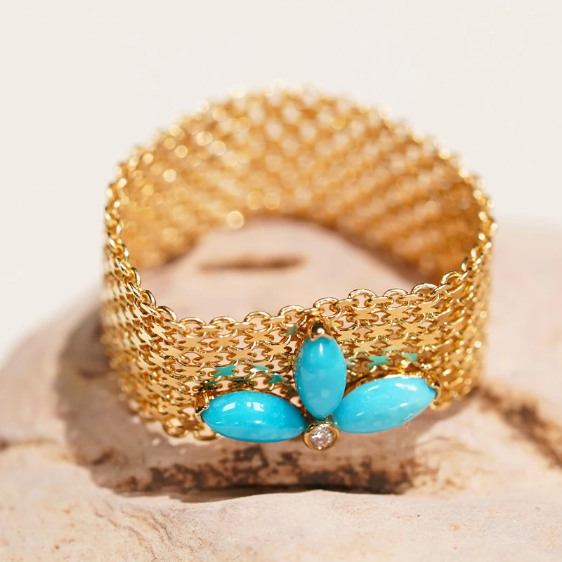 18k金美松宽片编织“兰”时尚简约戒指MSJ1