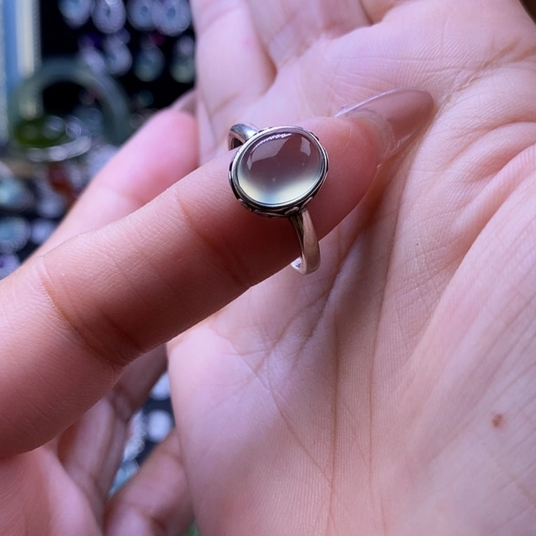 岫玉银S925镶嵌戒指