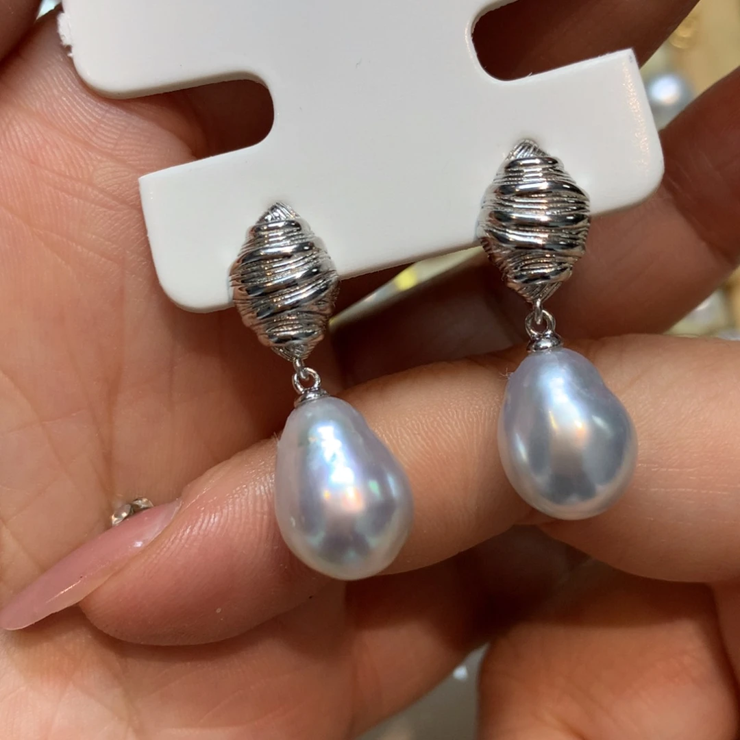 海水珍珠耳饰银S925镶嵌