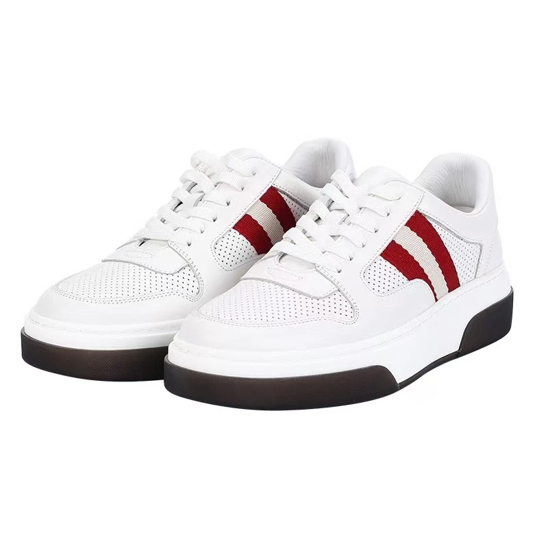 [头层牛皮 手工鞋]绑带小白鞋厚底设计法国牛皮圆头休闲皮鞋