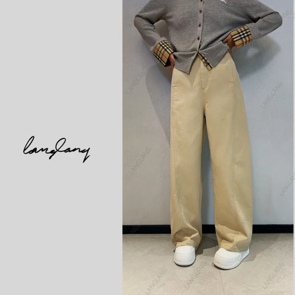 LANGLANG 自定义 都市结构设计直筒阔腿休闲裤 百搭女款BELL3001
