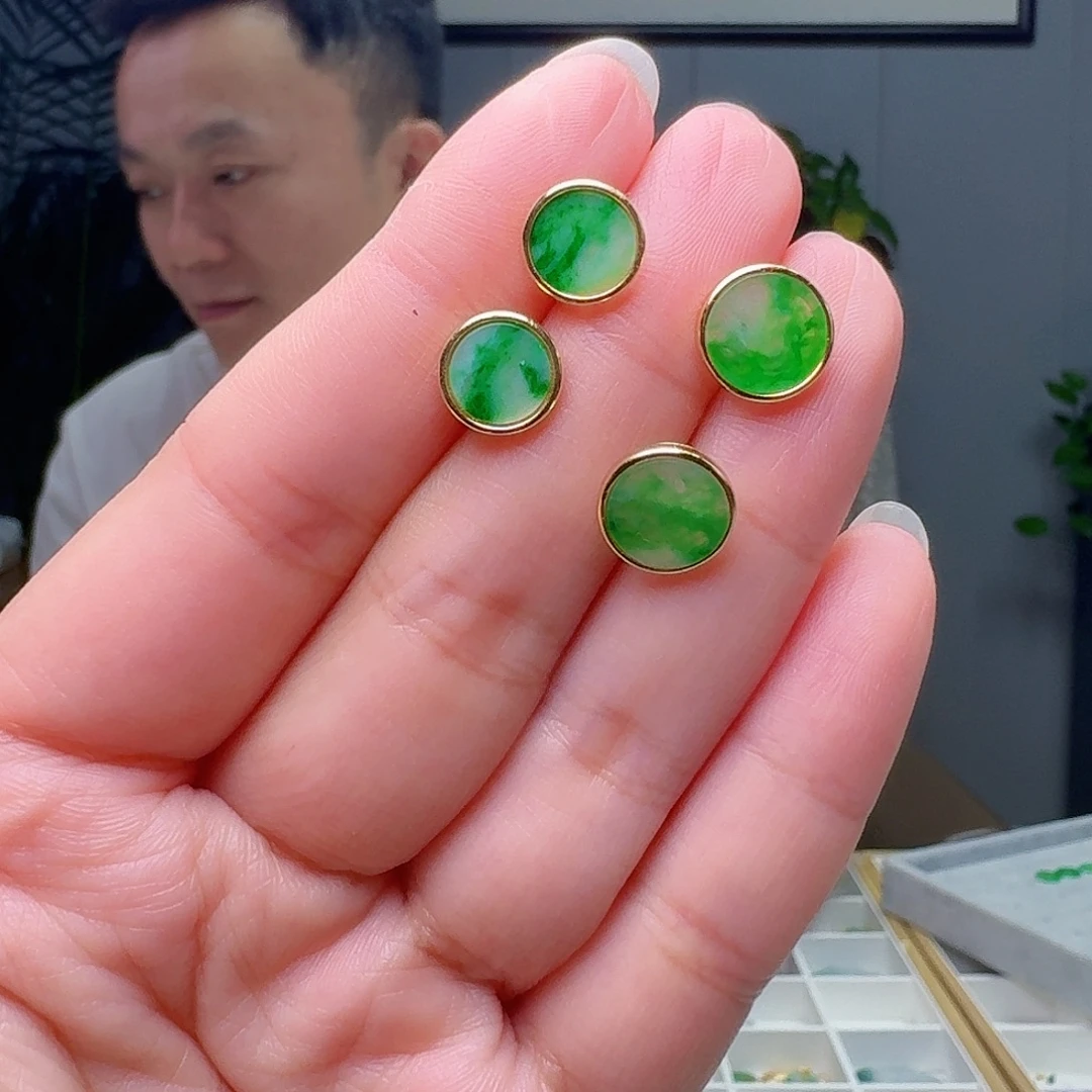 翡翠银S925镶嵌耳饰多样性发货其一