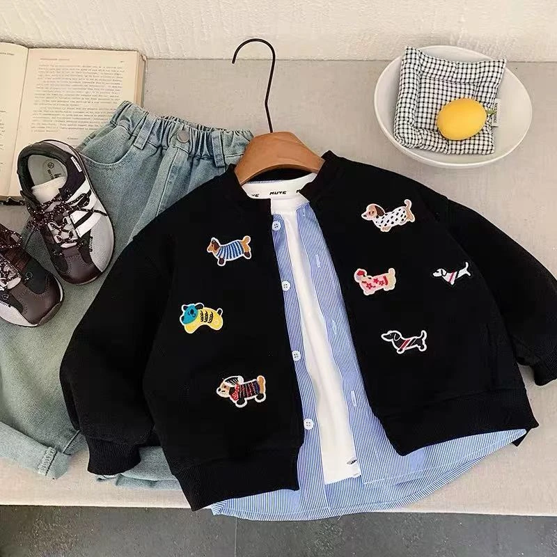 【秋上新】25ss秋季新品童装儿童韩版洋气假两件外套男童百搭外套