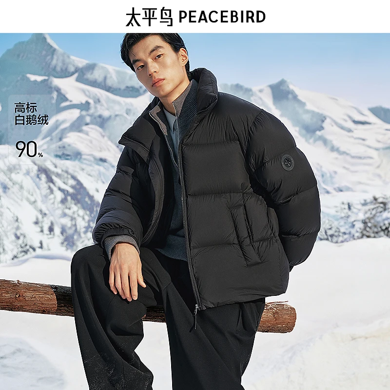 【商场同款】太平鸟男装25冬90鹅绒立领拉链纯色羽绒服B1ACF4611