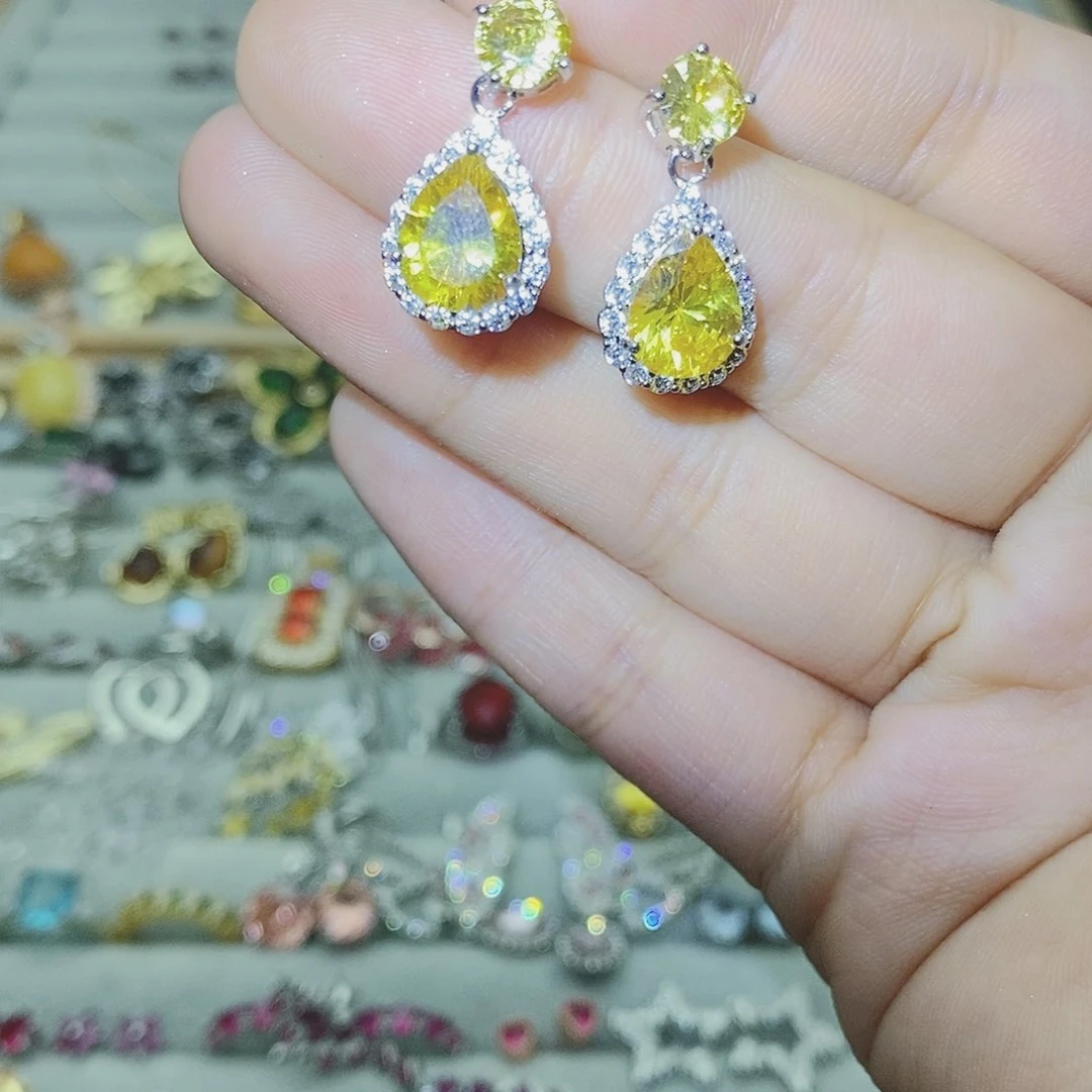 【闪购商品】托帕石耳饰银S925镶嵌