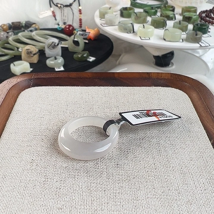 和田玉未镶嵌戒指w16冰白馒头片17.1不退换