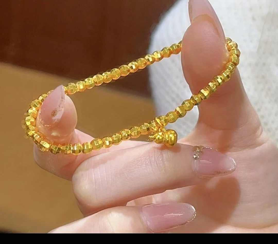 铜合金手链 铜都镀K金镭射蹦迪珠2025夏季简约款葫芦送女朋物手链