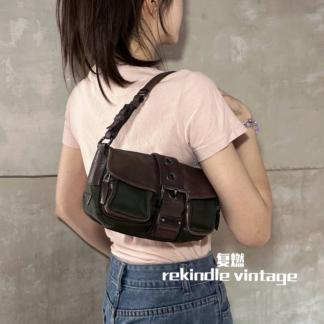 95新 Prada/普拉达 复燃精选/双口袋单肩包