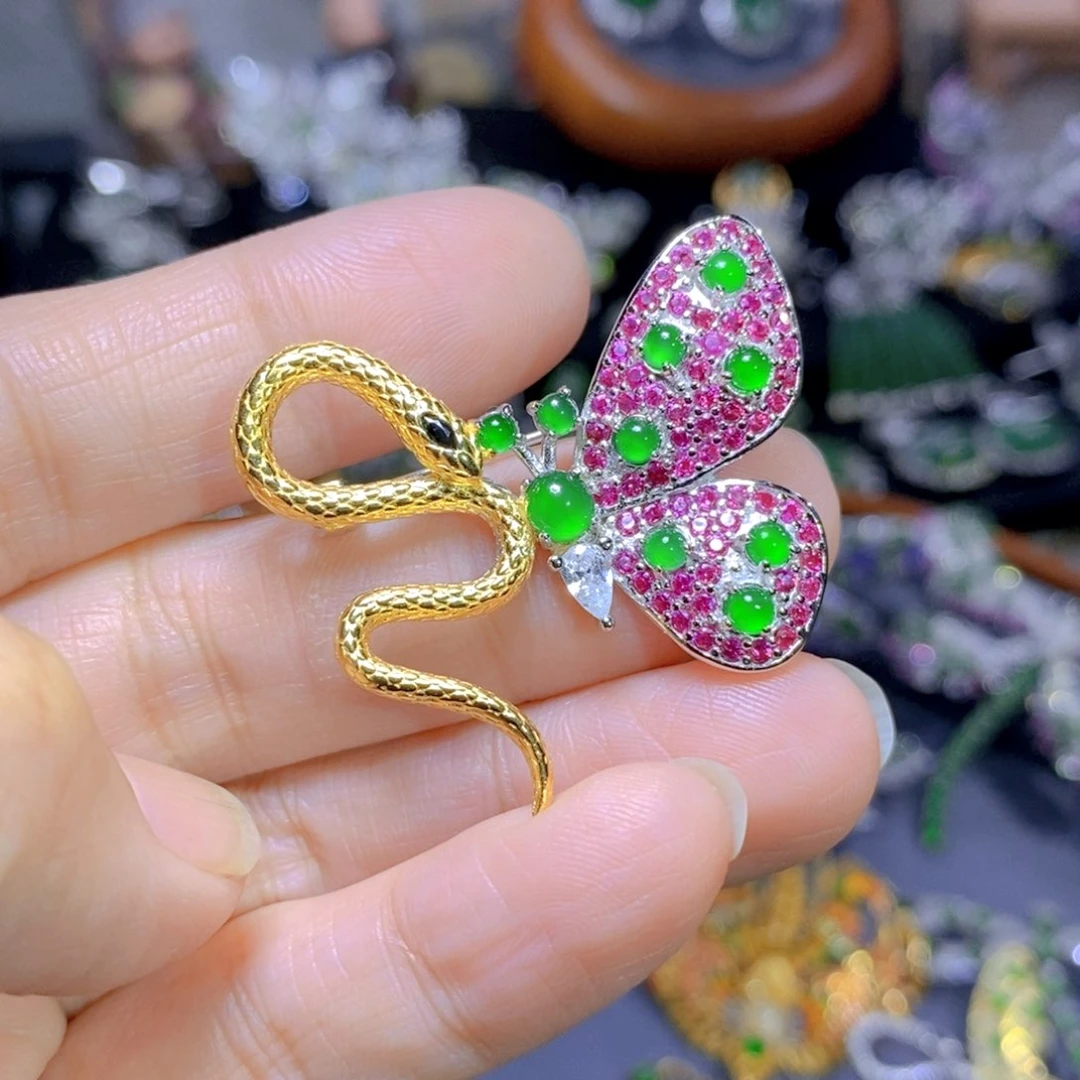 翡翠颈饰银S925镶嵌天然翡翠