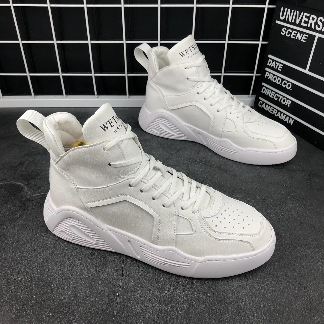 秋季高帮厚底增高休闲鞋韩版百搭马丁靴时尚板鞋网红同款潮流男鞋