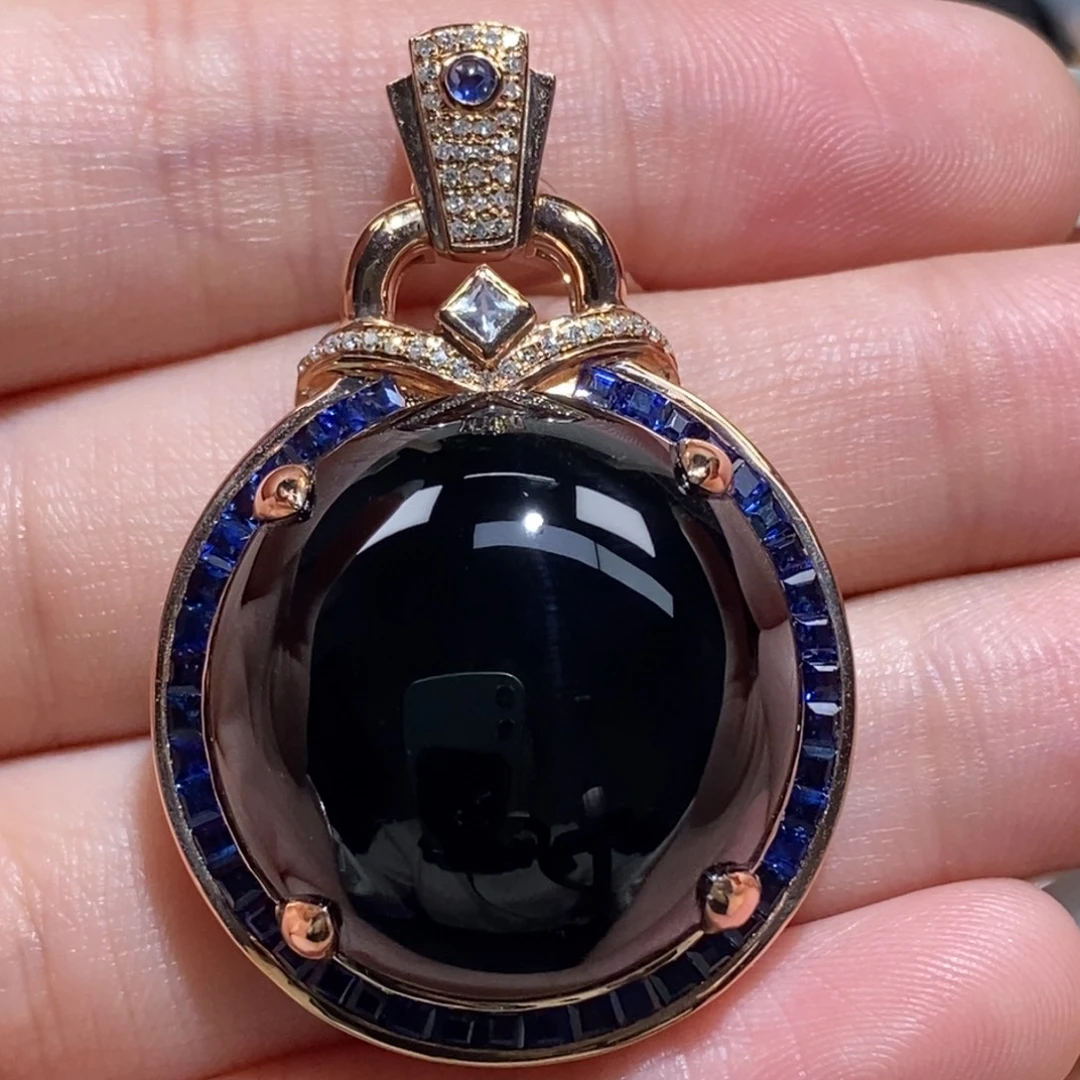 宝***织翡翠18K金镶嵌吊坠(不含链)