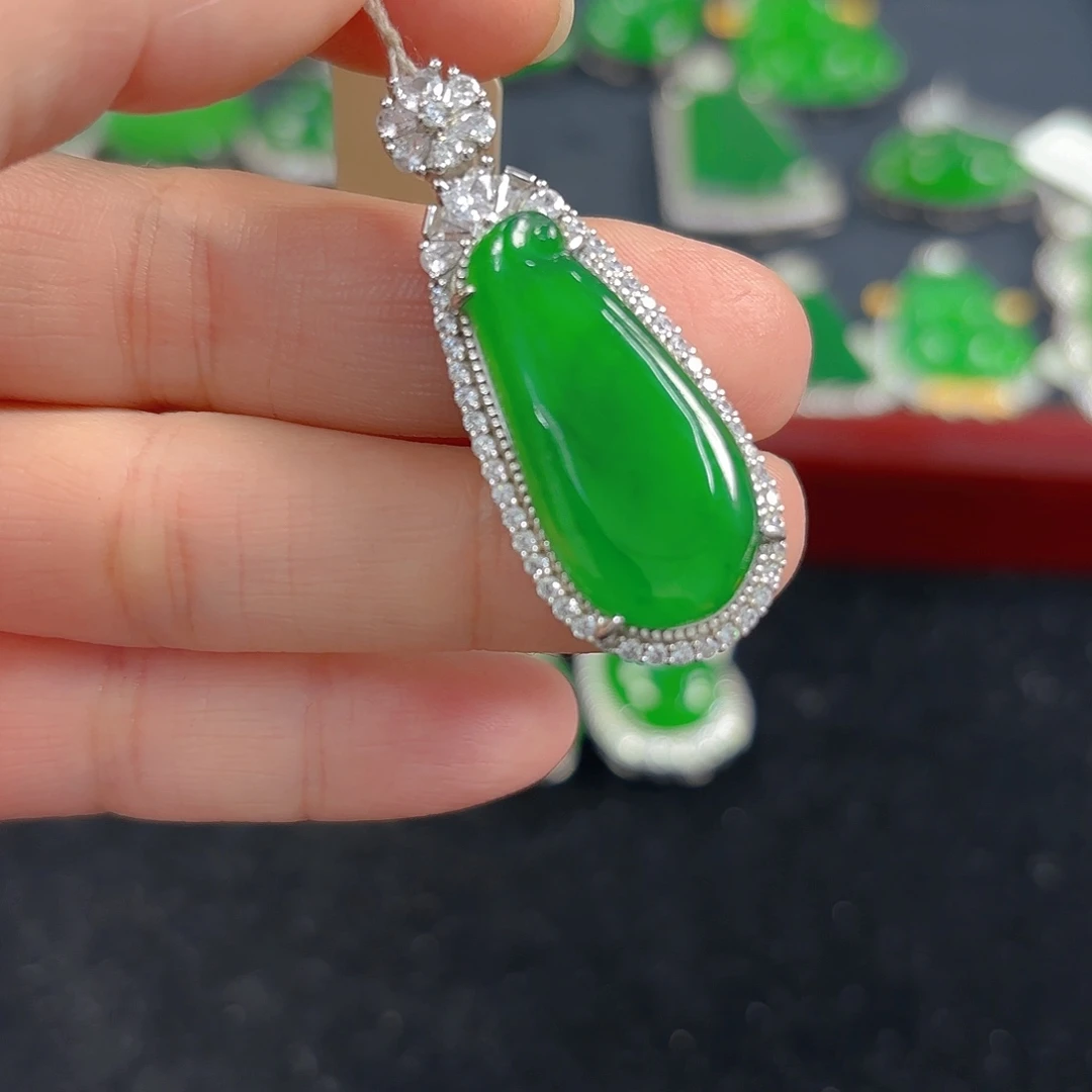 翡翠银S925镶嵌吊坠(不含链)