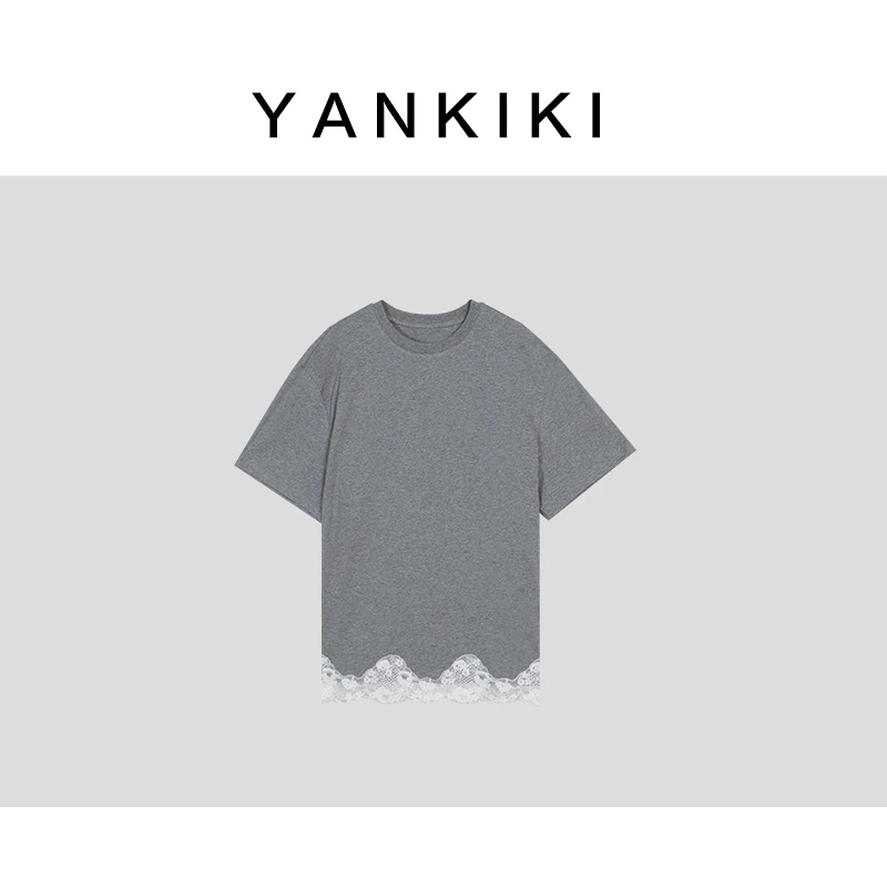花边下摆灰tee YANKIKI 2025春季款NEW