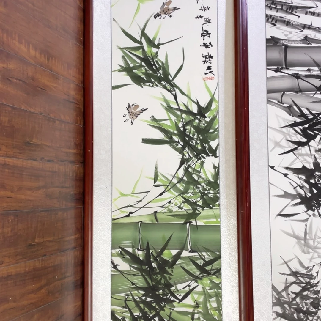 国画清**人手绘带框尺寸48*163厘米