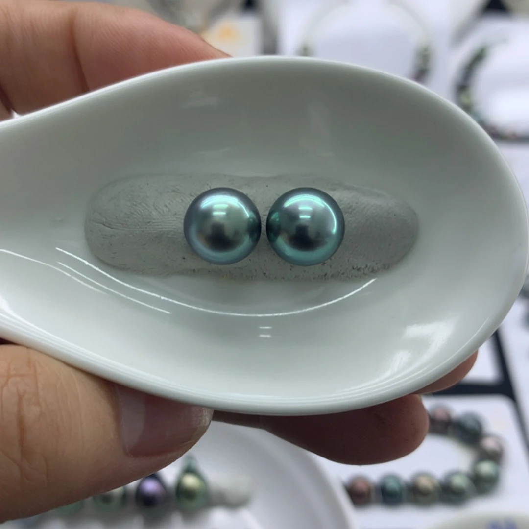 海水珍珠裸珠9+浅灰蓝 安安