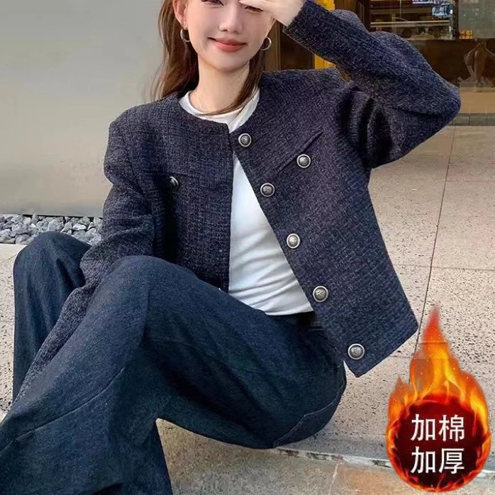 【退换包邮】夹棉小香风外套休闲短款小众气质韩系名媛YY680