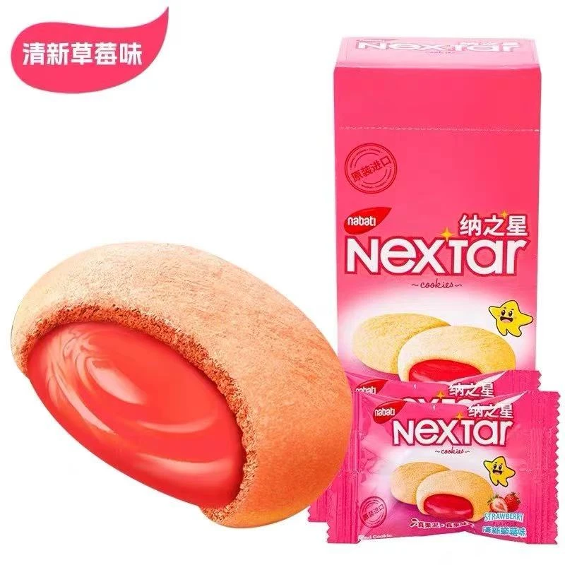 25年8月到期印尼原装进口纳宝帝注心曲奇饼干草莓味90g