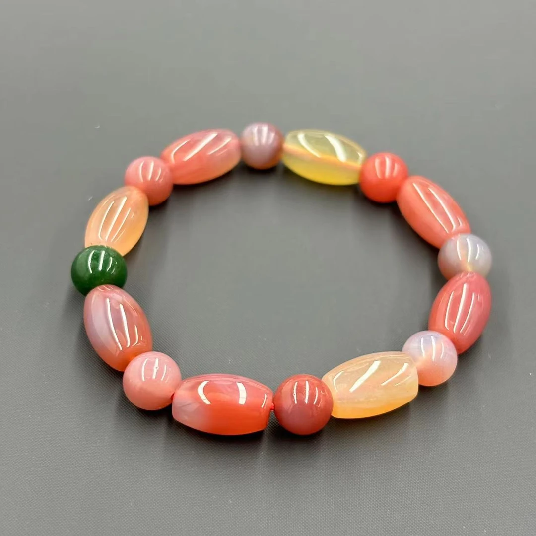 【符老板】s1183-国风设计款多彩糖果盐源玛瑙涌珠手串-赠礼盒