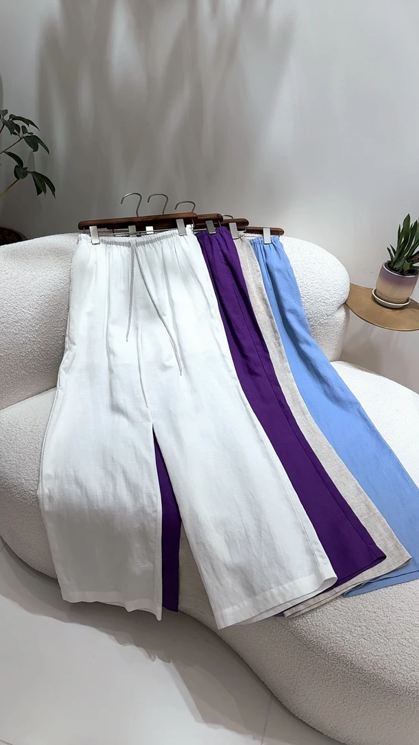 【25345】阔腿裤女2025春夏新款高腰垂感休闲阔腿裤直筒裤子