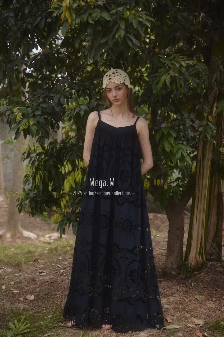 福秒-手工重磅刺绣！后背绑带蕾丝连衣裙（MG05096#）MG