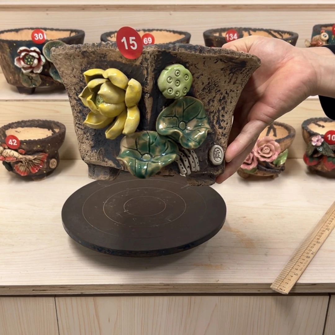 紫砂花盆15号内口18外高14