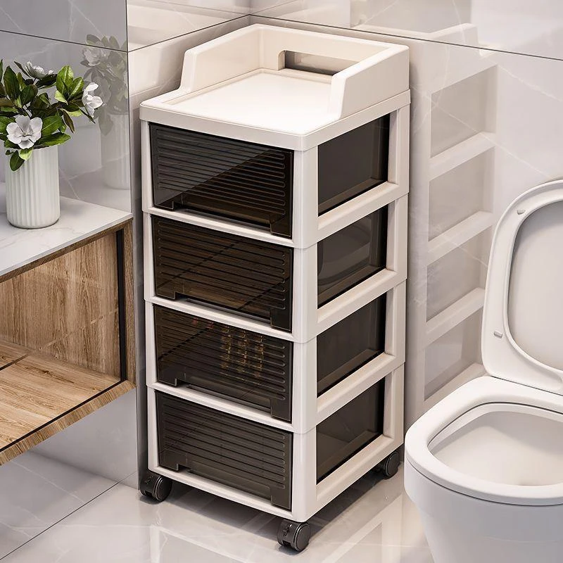 卫生间收纳柜抽屉式浴室洗手间收纳柜多层落地小推车置物架防水柜
