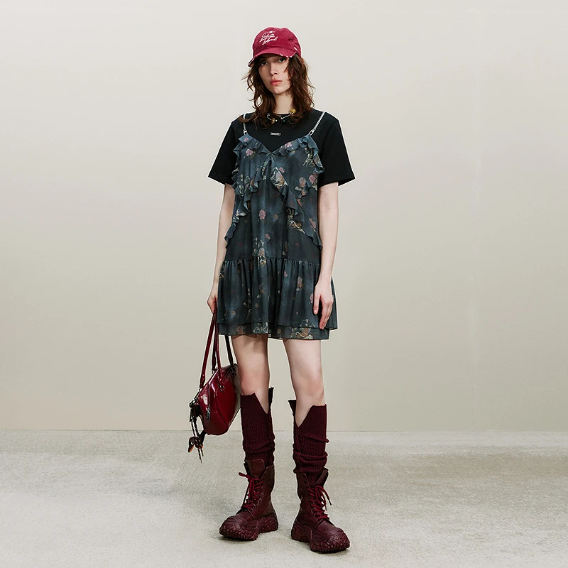 【商场同款】PHORM2025新款敦煌印花假两件连衣裙女Q14011536