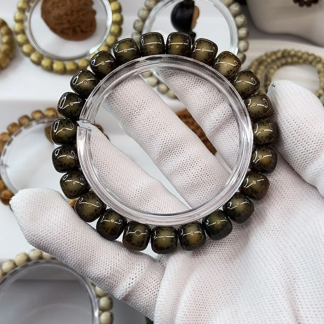 戴***生星月菩提手串10帝绿高冰火烧91