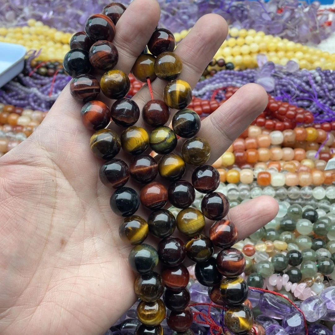 玛瑙/玉髓珠宝半成品未镶嵌一条装13mm+彩虎圆珠