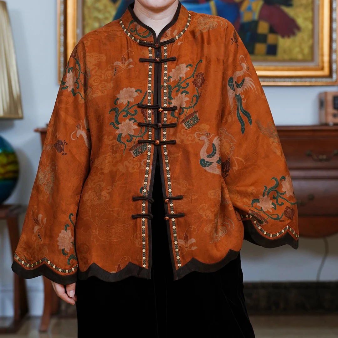 『凤鸾』复古中国风桑蚕丝新中式民族风气质上衣-P5Q6989