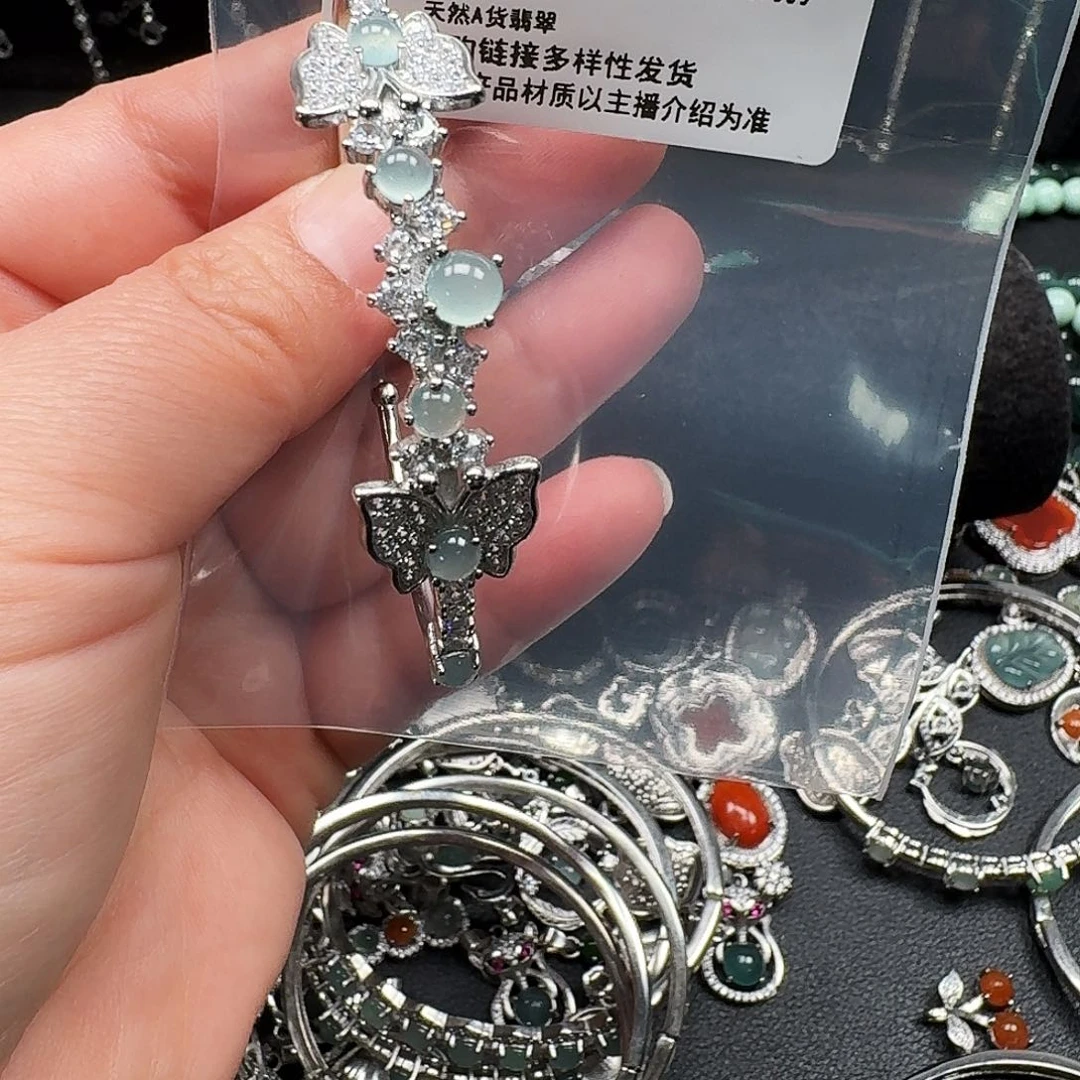 翡翠耳饰未镶嵌5*^天然A货翡翠7685