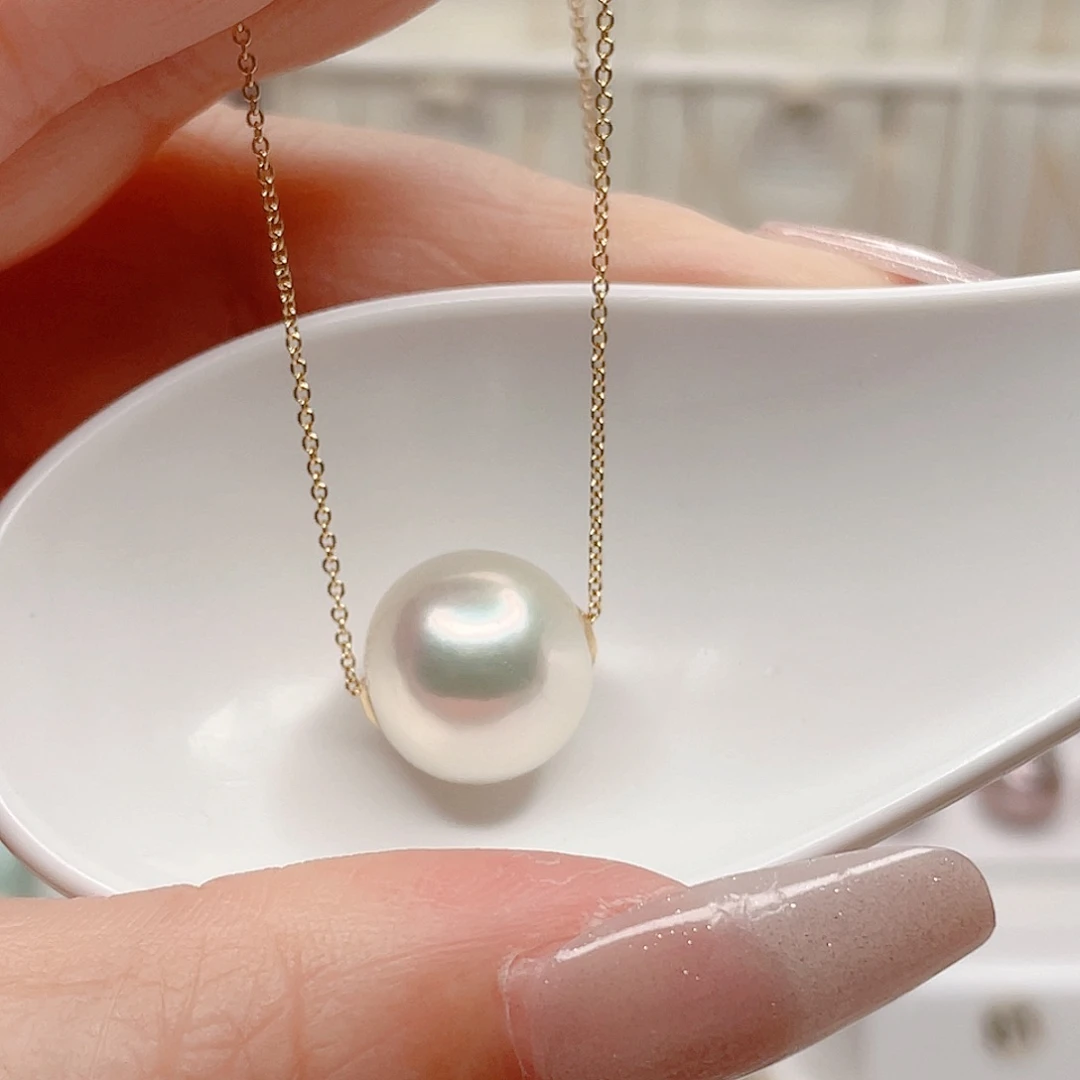 18K金镶嵌淡水珍珠吊坠(不含链)