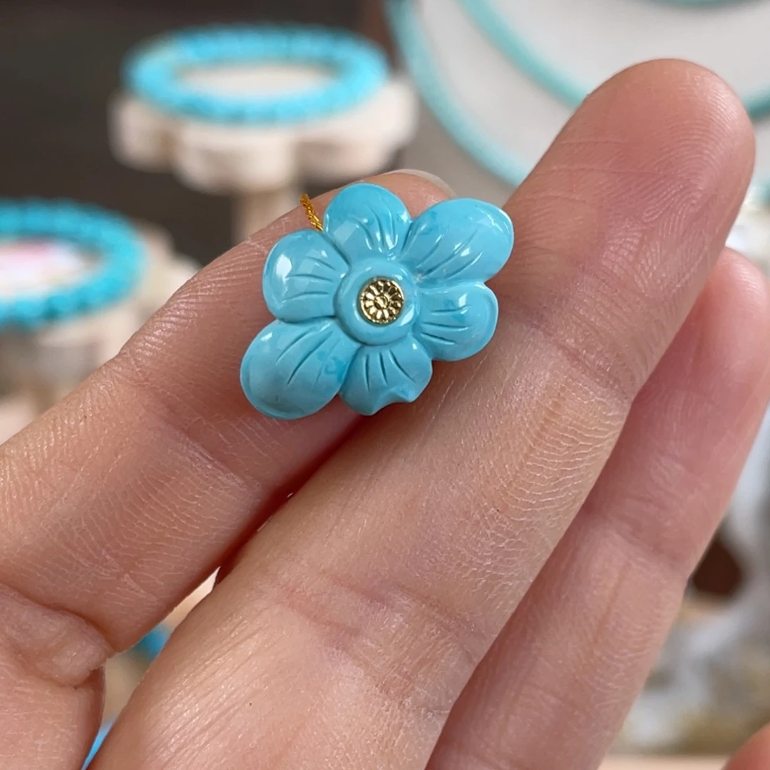 绿松石未镶嵌套链高蓝花花