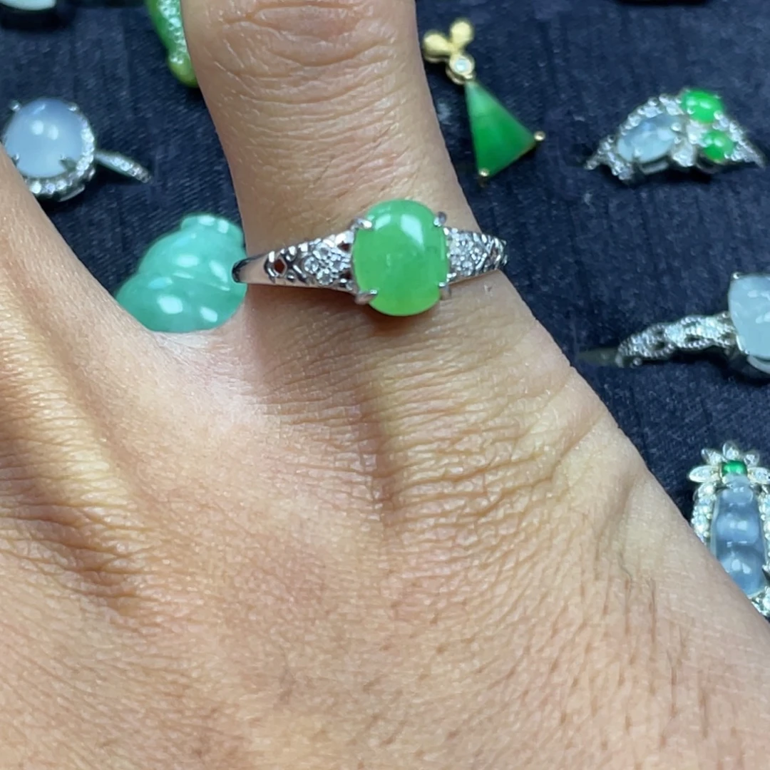 翡翠银S925镶嵌戒指